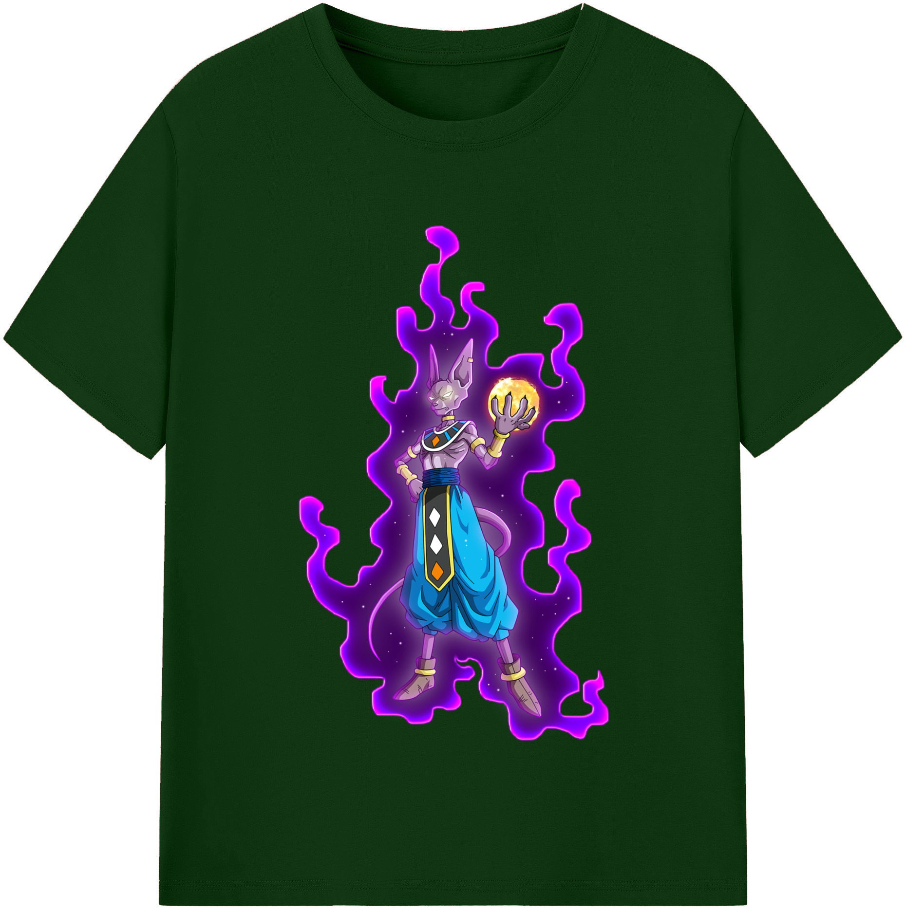 （画像用） ドラゴンボール ビルス 破壊神ビルス DRAGON BALL Beerus Birusu 綿100％半袖Tシャツ（フロントプリント）